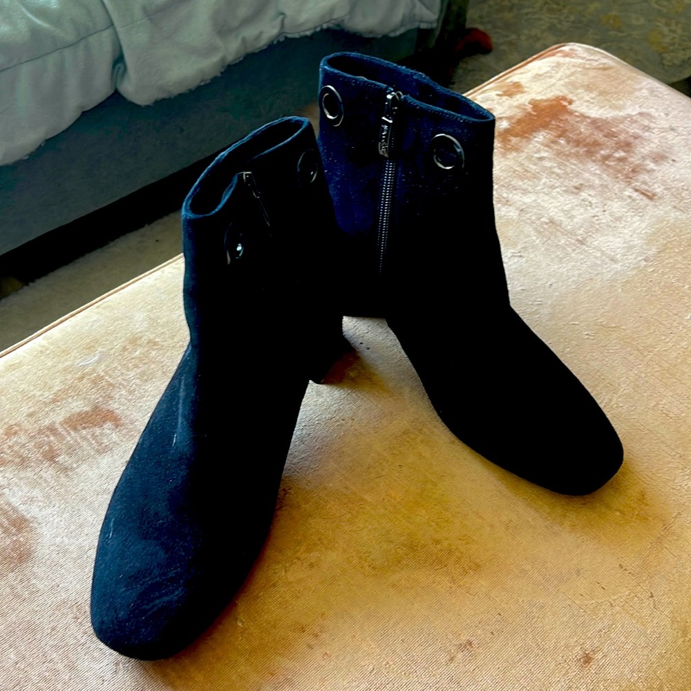 Black suede 2 inch ankle boots